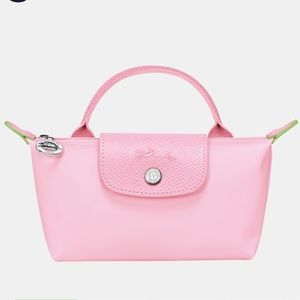 BNWT Longchamp Le Pliage Mini Pouch with Handle Pink